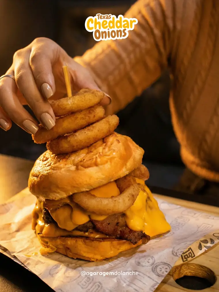 Hambúrguer Texas Cheddar Onions da Garagem do Lanche